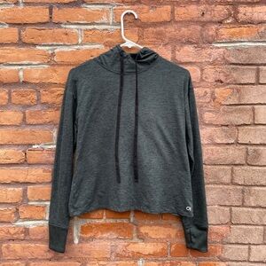 Gap Brushed Tech Jersey Dark Heather Green Hoodie